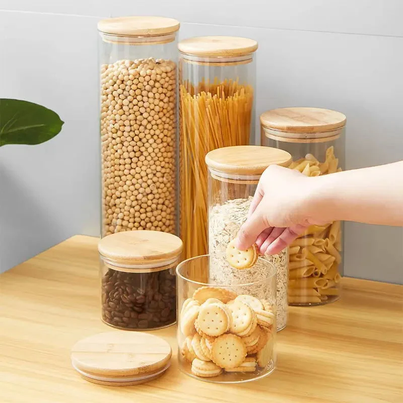 High Borosilicate Household Glass Bottle Candy Food Seasoning Sealed Tea Glass Storage Jars