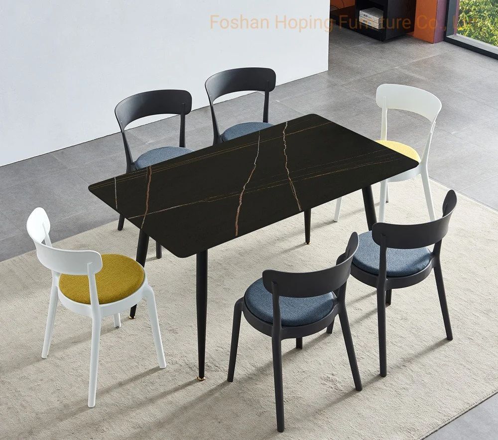 Hoping Factory Modern Southeast Asia Design Extendable Dining Table Slate Top Furniture Kitchen Set Dining Room Furniture MDF Top Effect Paper Dining Table