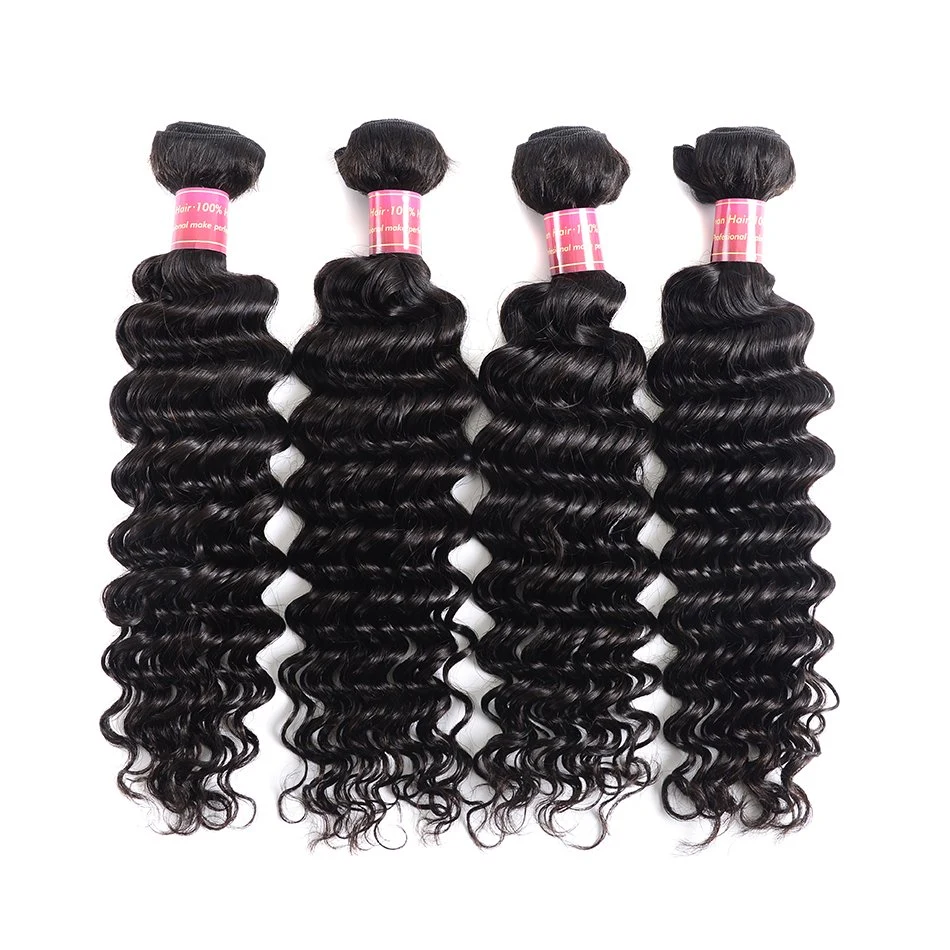 Pelo crudo de la India Curly Virgen 4 lotes Indios profundo Onda Curly Weave Negro Natural de Grado Superior en Virgen humana Ampliación del pelo en venta