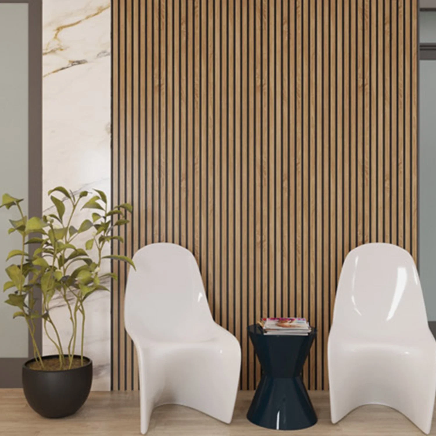 Sound Absorbing Eco Friendly Wooden Veneer MDF Slats Acoustic Panel Wood Foam Pet Backing for Walling