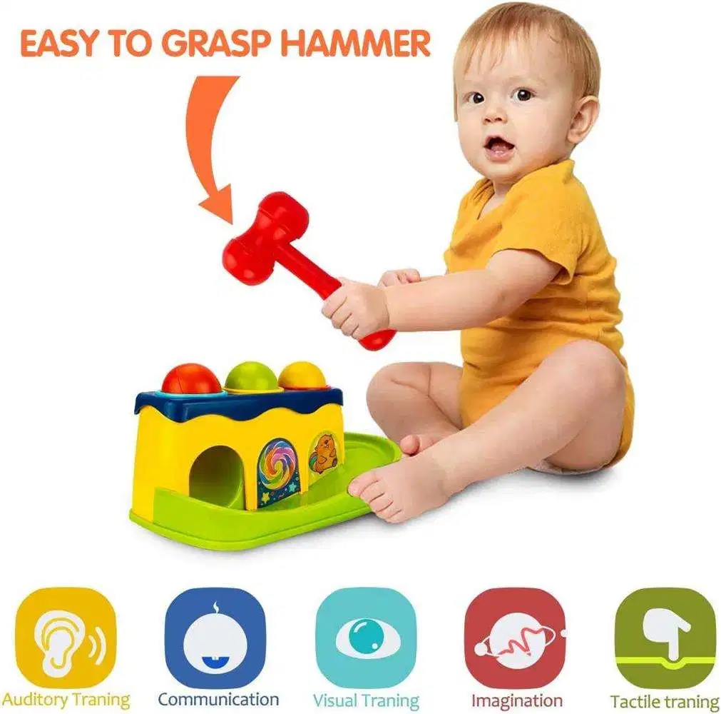 Hot Sale Kids Educational Plastic Knock Color Ball Toy Piling Platform Hammer Baby Toys for Kids