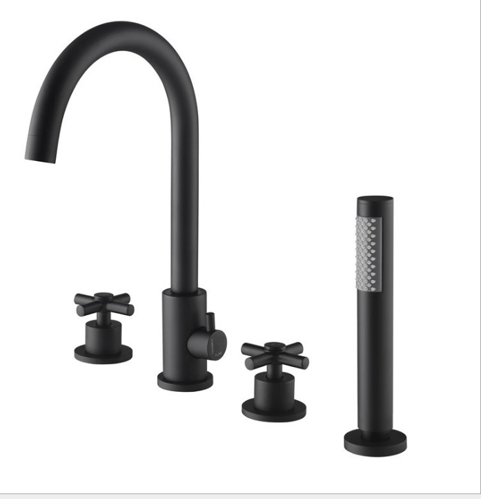 3PCS/4PCS Vertical Bathroom Shower Black Mixing Plating Bathtub Split Faucet for Bathtub Side