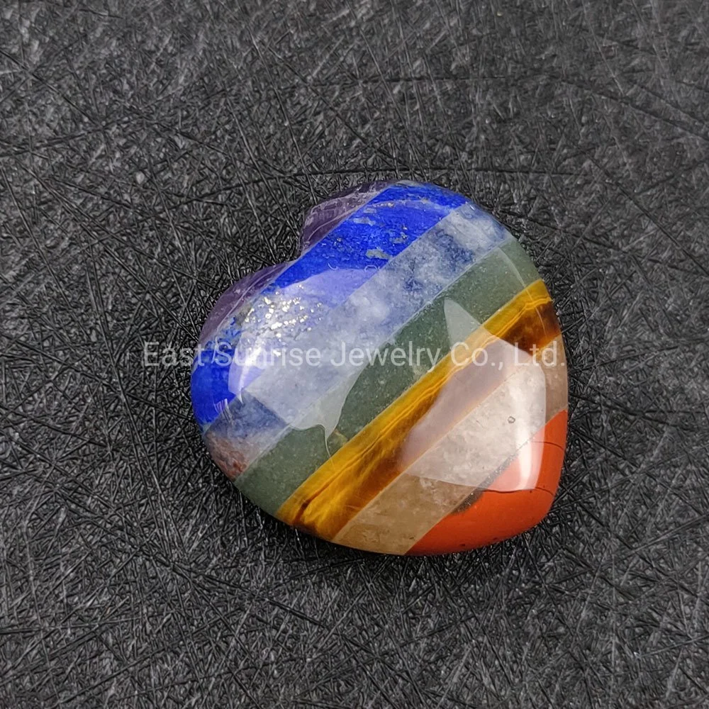 Wholesale/Supplier Chakela Seven Chakras Natural Crystal Jade Love Colorful Peach Heart Yoga Energy Healing Stone Pendant Semi Precious Stone Ornaments