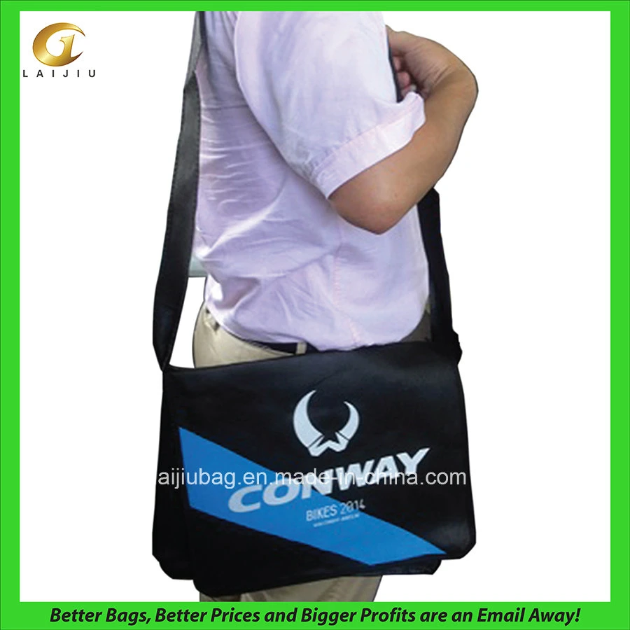 Cheap Non Woven Promotional Messenger Shoulder Postmen Bag, Cross Body Bag with Fold Over Flap, with Custom Logo Imprint, Ideal for Promotion/Gifts