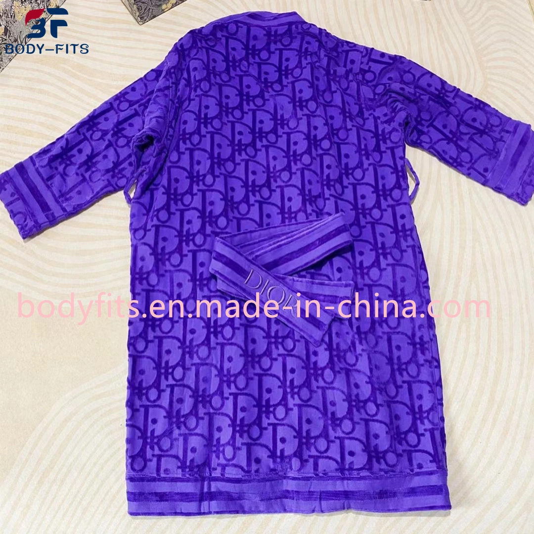 Custom Bathrobe Solid Color Bathing Robe 100% Cotton Bath Robes Luxury Bathrobes Unisex Hotel Bathrobe