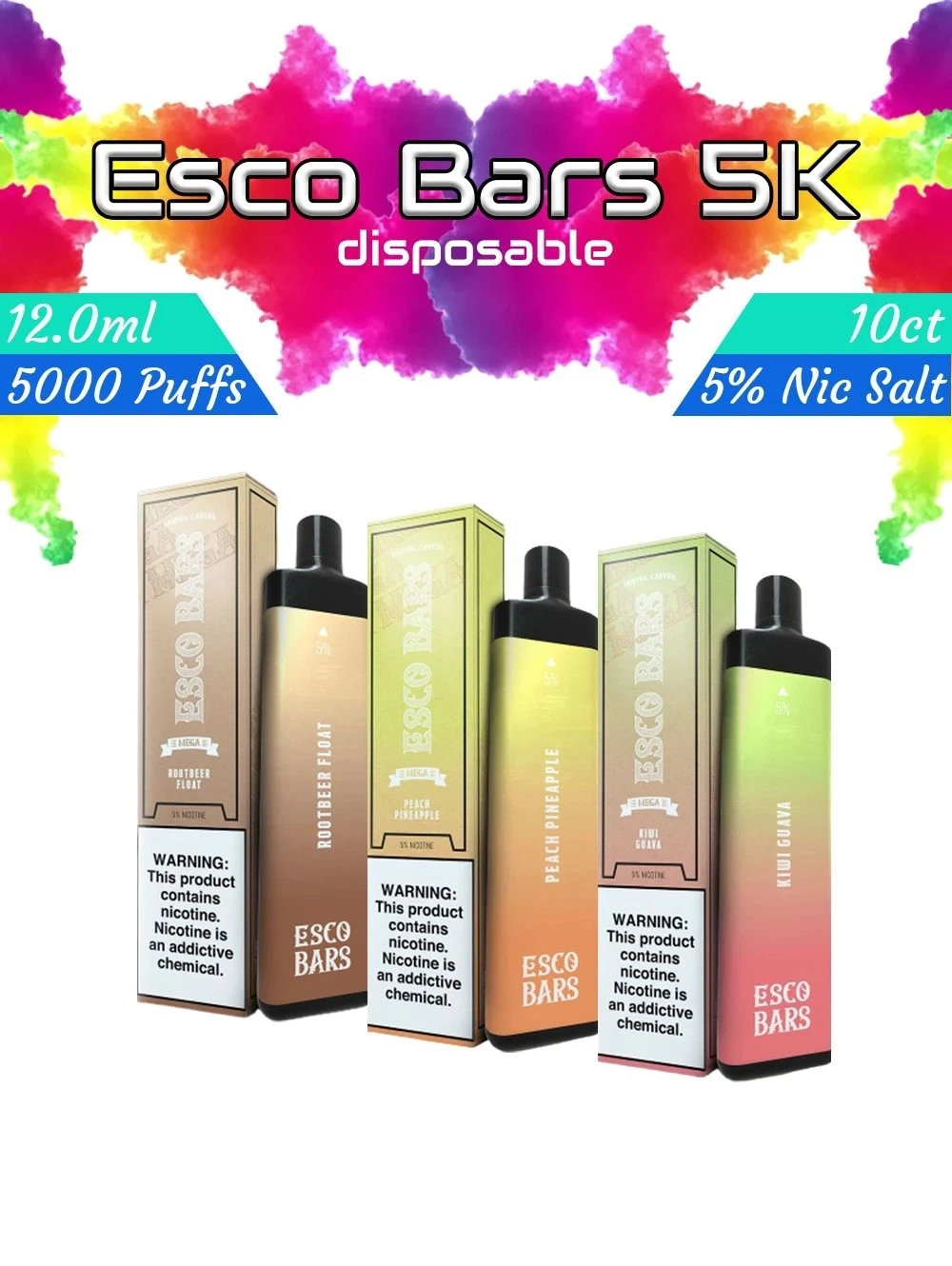 Factory Price High quality/High cost performance Esco Bars Mega 14ml Rechargeable 6 Flavors Disposable/Chargeable Vaporizer Device Ecig Wholesale/Supplier 2500 Puffs Disposable/Chargeable Vape Pen