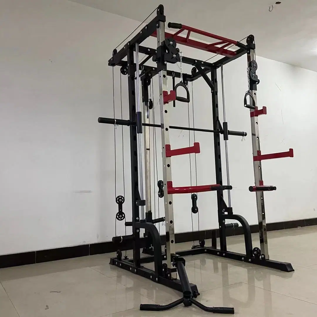 Exercise Arm Crossover Multifunctional Power Cage Squat Rack with Weight Lifting Training Gym Smith Machine