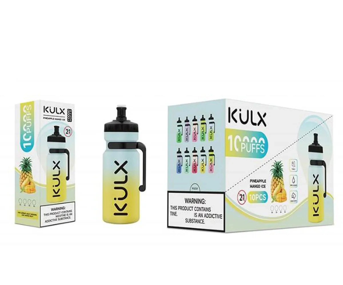 Original Kulx 10000 Puffs Vape Pen E cigarettes débit d'air Contrôle RVB lumière 0% 2% 5% en option 10 Kit Flavors