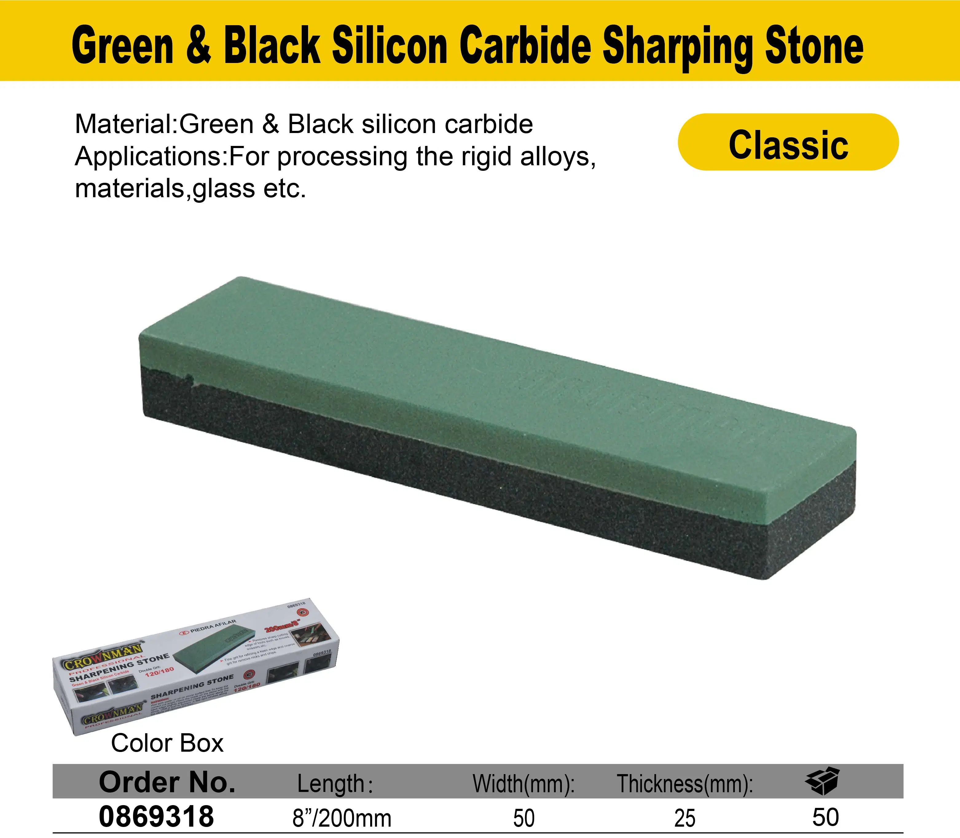 Green & Black Silicon Carbide Sharpening Stone, Whetstone, Millstone