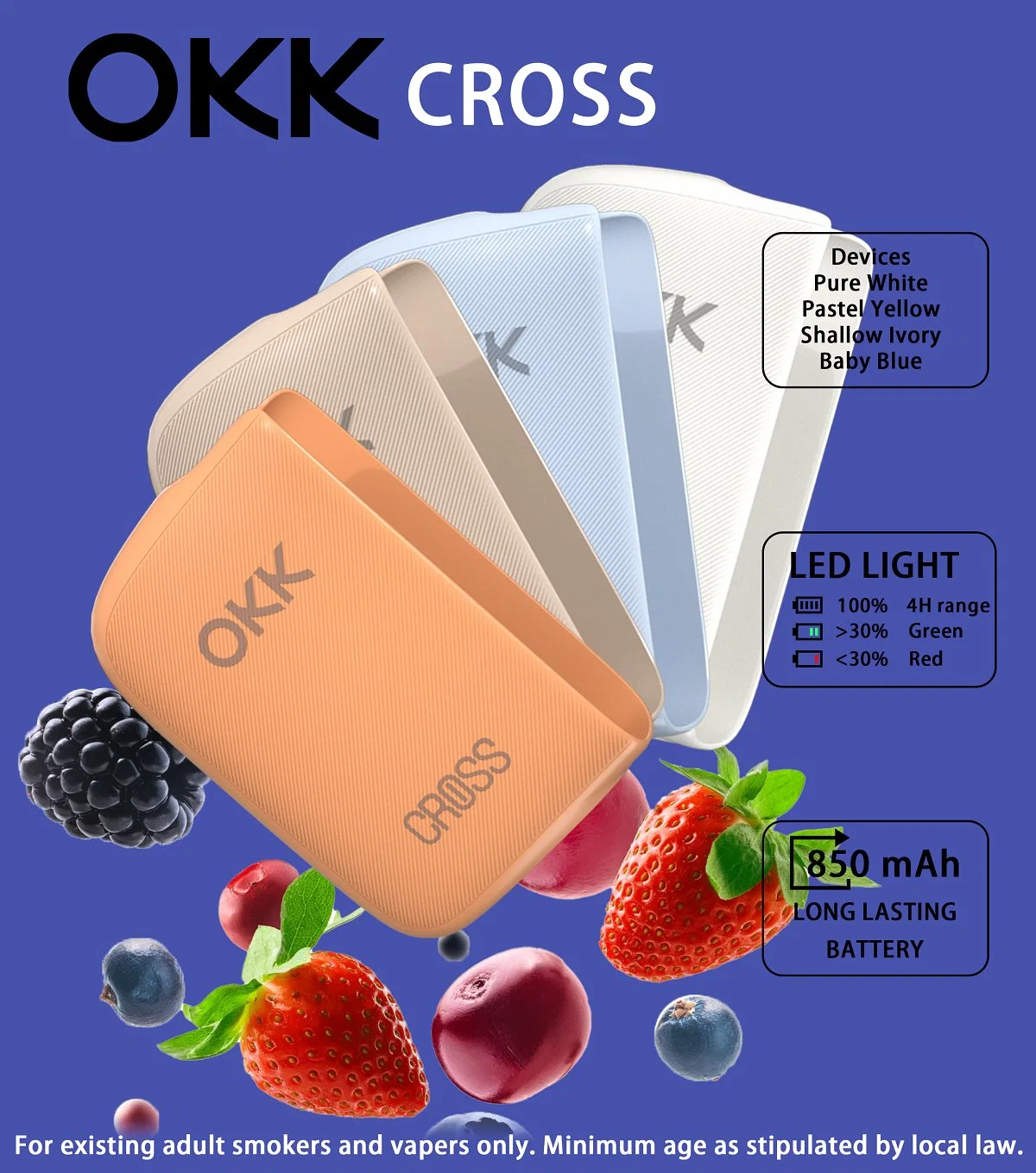 Authentic Okk Cross Disposable/Chargeable Pod Device with Prefilled 12ml E-Juice Replacement Vape Cartridge