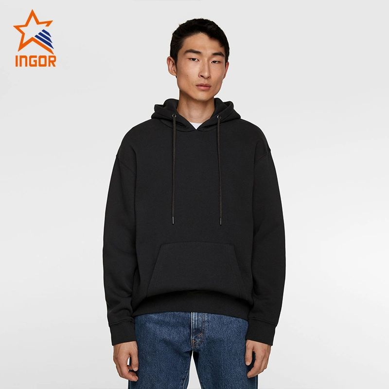 Vêtements de gros de la Chine usine Ingorsports Vêtements Hoody Logo personnalisé vierge ordinaire solide pull Hoodie