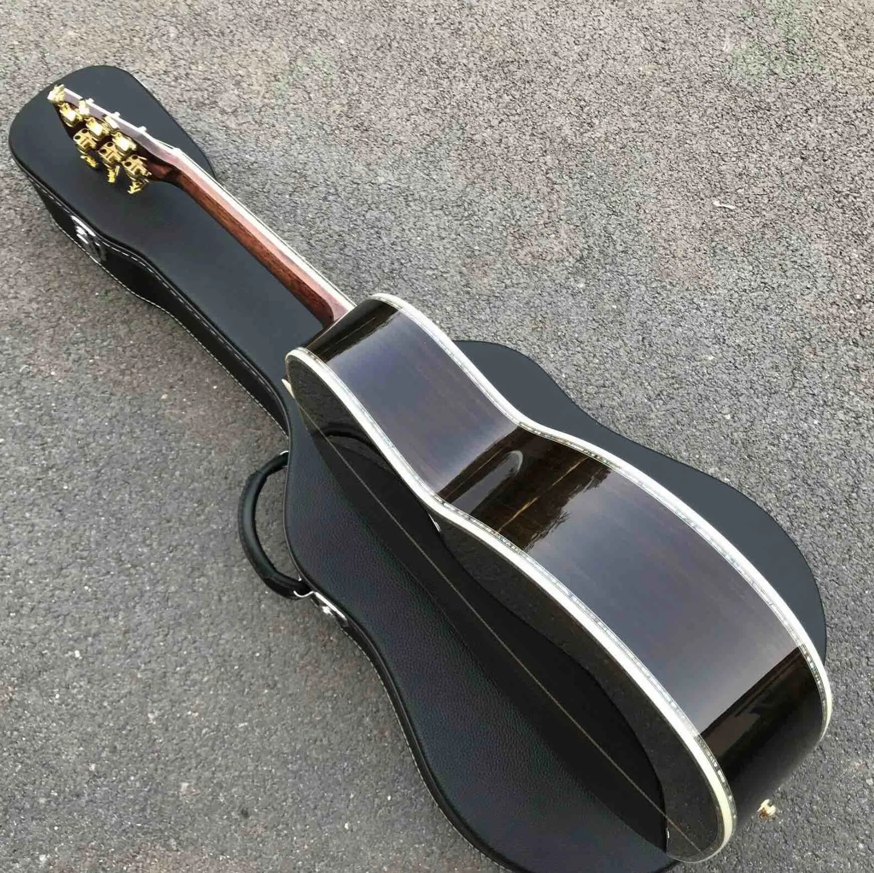 Abeto macizo personalizado Comienzo Abalone diapasón de ébano estilo Ooo guitarra acústica en color natural