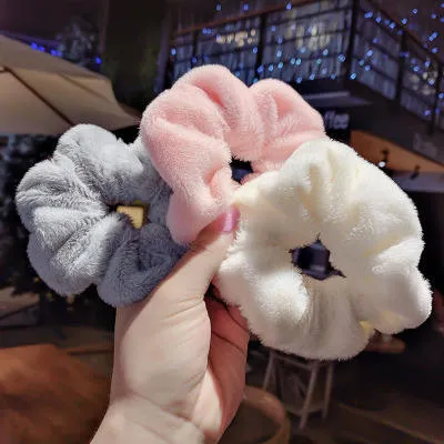 Korean Version Small Fresh Pure Color Plush Colon Hair Scrunchies