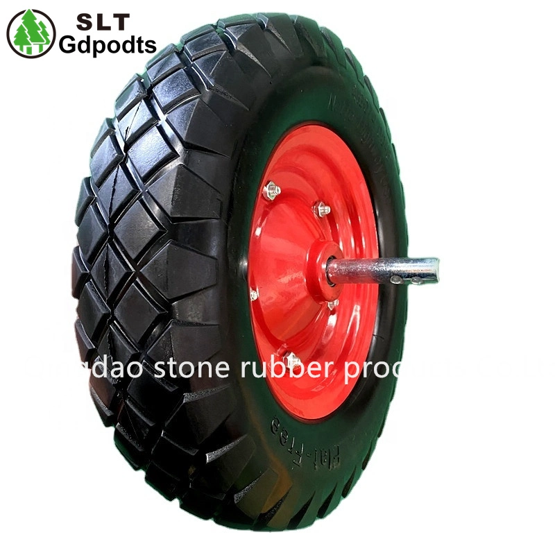 16X4.00-8 Solid PU Foam Wheel with Metal Rim for Wheelbarrow Tool Cart