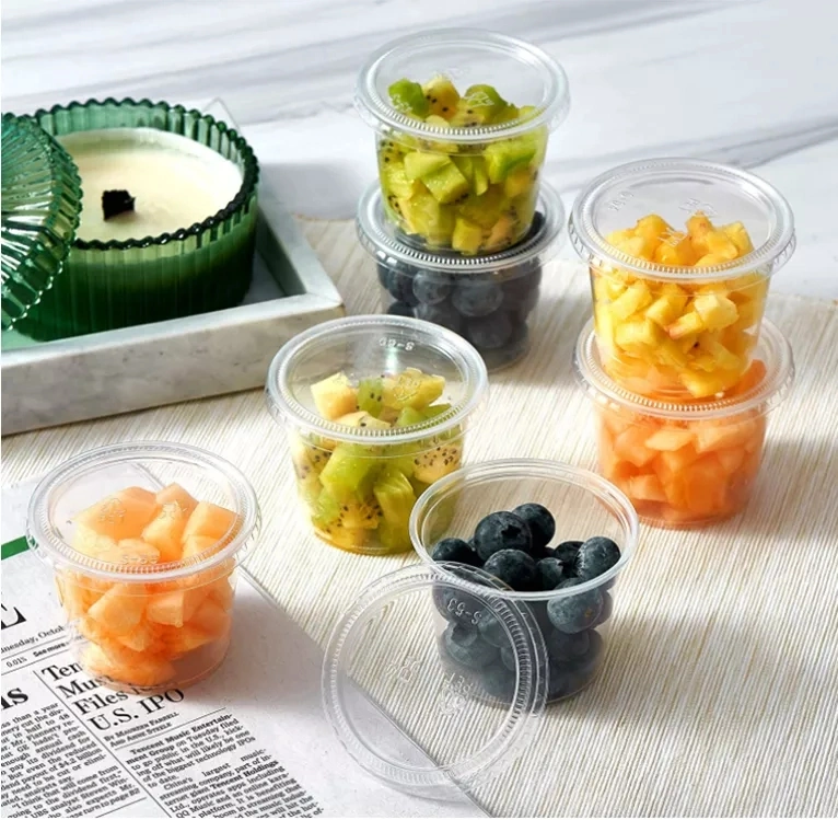 Peanut Pudding Yogurt Jelly Bowl/ Sauce Plastic PP Container /1oz 2oz 4oz Sauce Cups/Disposable Mini Dessert Cups with Lid