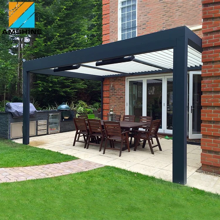 12' * 12' Factory Price Patio Solutions Balcony Covers Free Standing Garden Shade Gazebo Motorized Modern Louvered Pergola Patio Furniture to USA with Screens