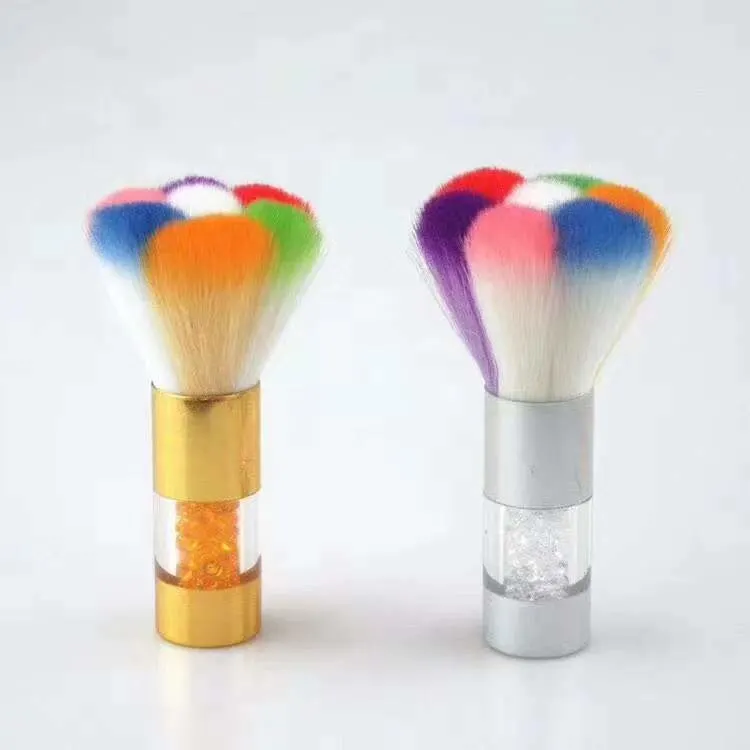 Factory Direct Supply Nail Tools Colorful Brush with Diamond Dust Brush Nail Cleaning Brush Dust Brush Makeup Brush Loose Powder Brush Rainbow Brush