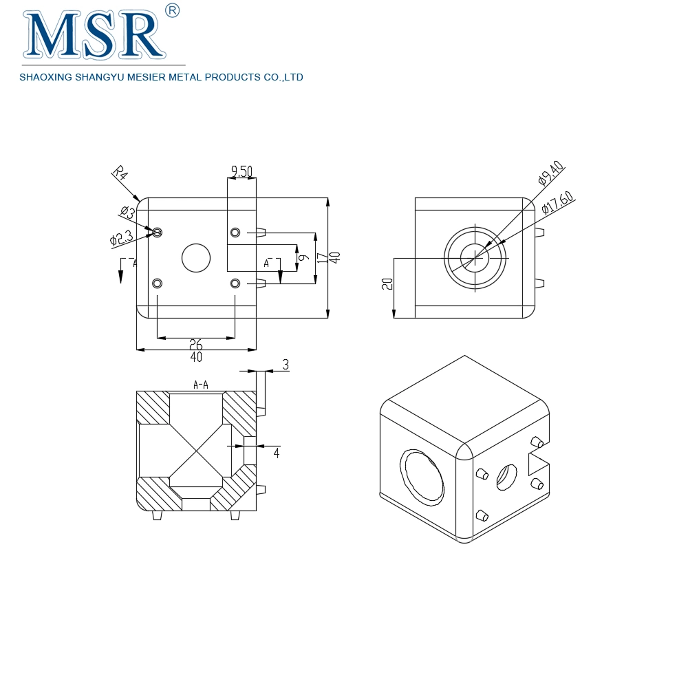 Wholesale/Suppliers Casting Aluminium Two Way Bracket 40A 2 Way Hardware for 40 Series Slot 8 Aluminium Extrusion 25 30 40 45 in Black and Silver Powder Coating