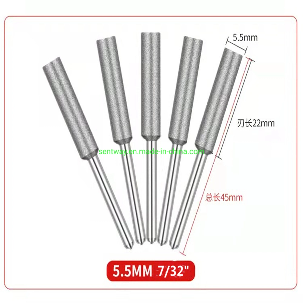 Caixa de brocas para afiador de serra de corrente de diamante DE 4 PEÇAS e 5,5 mm, 7/32" Ferramenta rotativa de gravilha 120