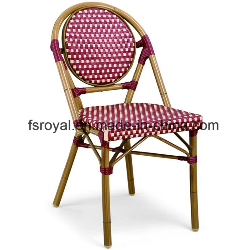 Patio Leisure Stackable Chair Coffee Shop Metal Frame PE Rattan Aluminium Wicker Outdoor Dining Set Garden Furniture