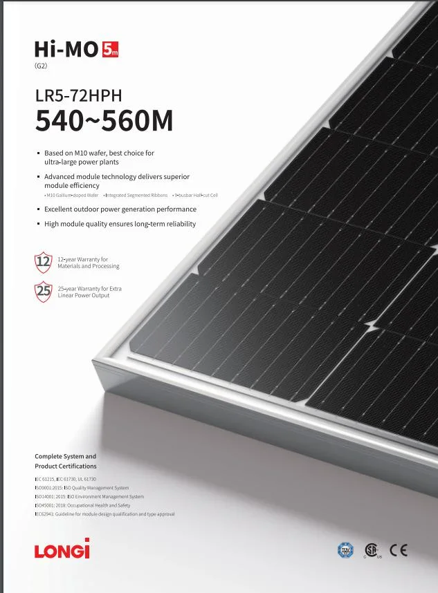 Longi A Grade Solar Module 530W 535W 540W 545W 550W Bifacial Mono Solar Panels