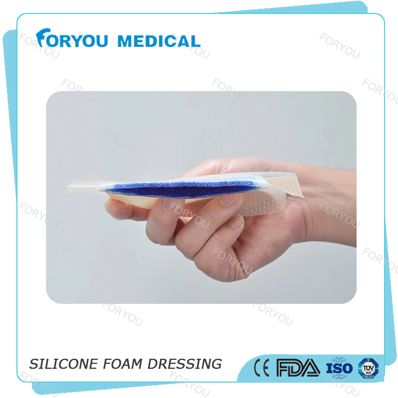 FDA 510k Diabetic Ulcer Treatment Silicone Antibacterial Foam Dressing with Border