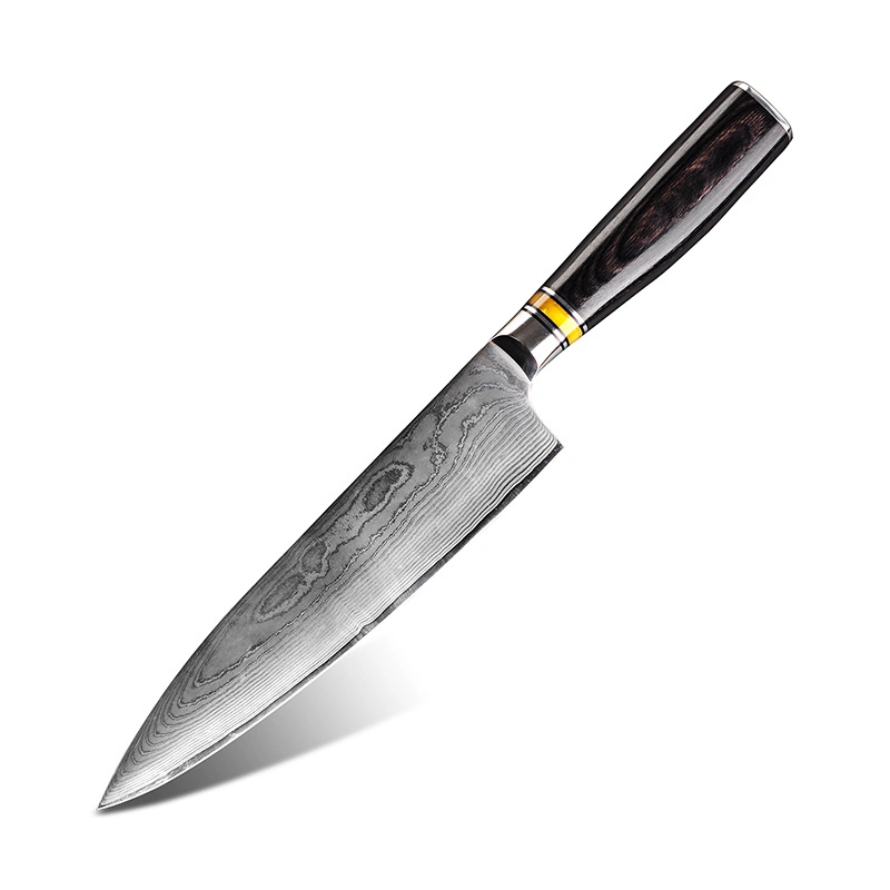 High Quality 67layer Vg10 Damascus Steel Kitchen Chef Knife with Ebony Handle DMS-008/Cm