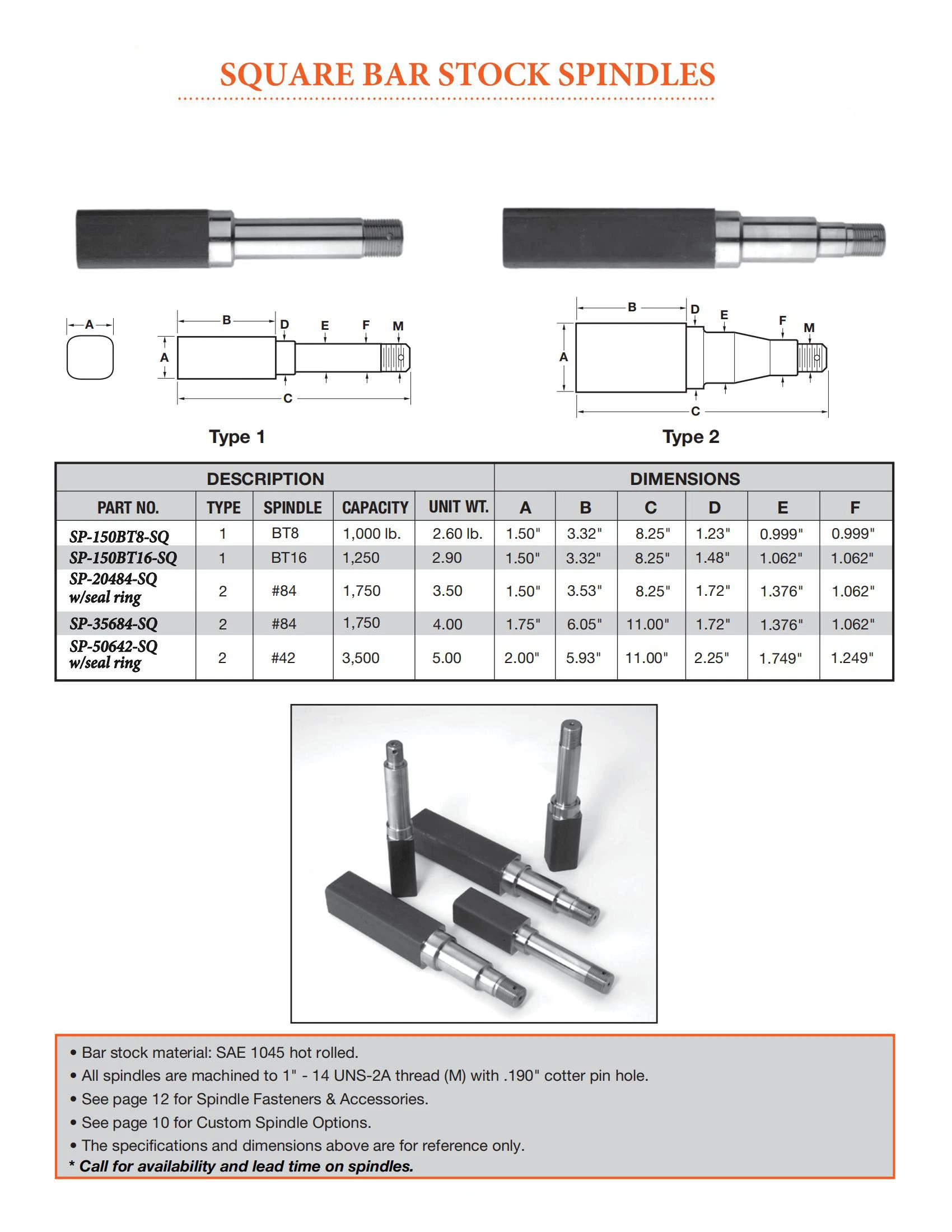 1" X 1" - Butt Weld 1 5/8" Diameter Stub Axle Trailer Spindle