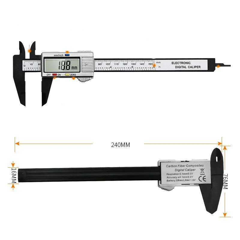 0-150mm High Strength Measuring Tool Inner and Outer Diameter Electronic Digital Display Plastic Vernier Caliper