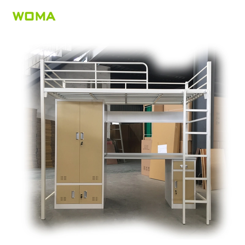 School Knock Down Metal Steel Bed with Desk and Steel Locker Commercial Bunk Bed