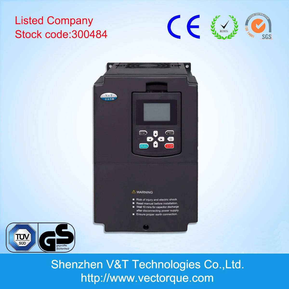 V&T V9 90kw V/F Vector Torque Control with Encoder Feedback AC Drive