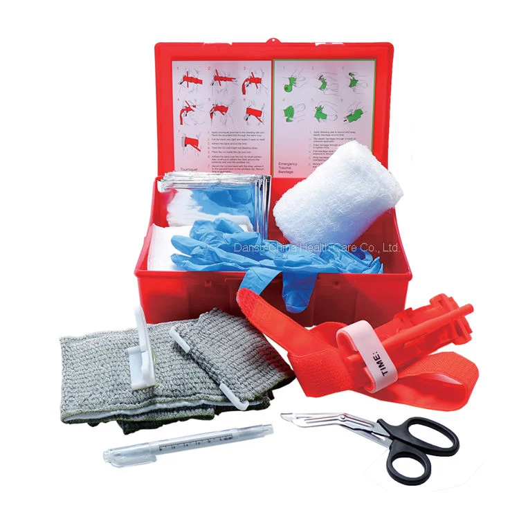 Impermeable OEM emergencia médica Red Box portátil Custom Rescue primero Caja de kit médico de ayuda con equipo para el espacio de trabajo al aire libre