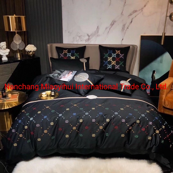 Wholesale/Supplier Market 4PCS 100% Cotton Printing Bedding Set Luxury Handbag Fashion Shoulder Bags Brand L''v Designer Duvet Cover Set Hotel Bedding Set