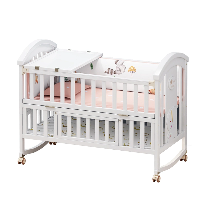 5 in 1 Solid Wood Baby Crib Cot Convertible Furniture Sets for Sale