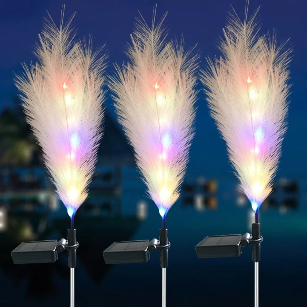 Pampas solares duraderas Grass camino Decorativo paisaje Fibra óptica luces Ci24775