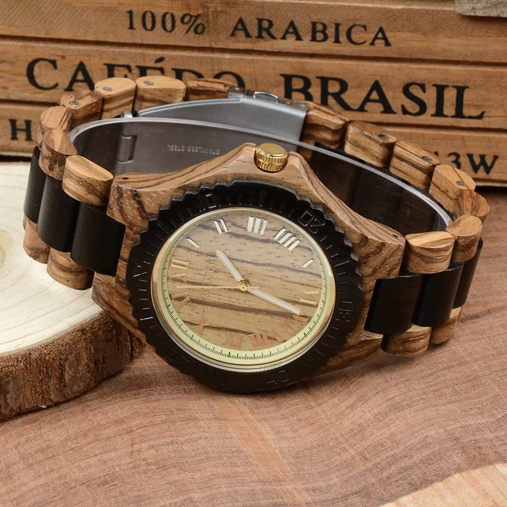 2021 Eco-Friendly Bewell Latest Wooden Mens Wrist Watches Private Label Two Tone Quartz Watches for Men