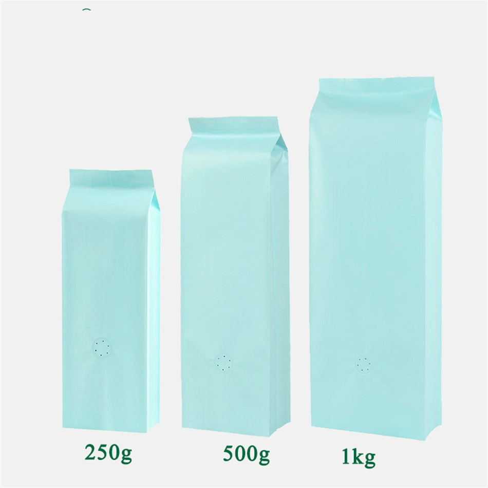 High Barrier Aluminumed Foil Flat Bottom Standing Coffee Beans Storage Bags with Heat Sealable Side Zipper Pouches for Home or Store