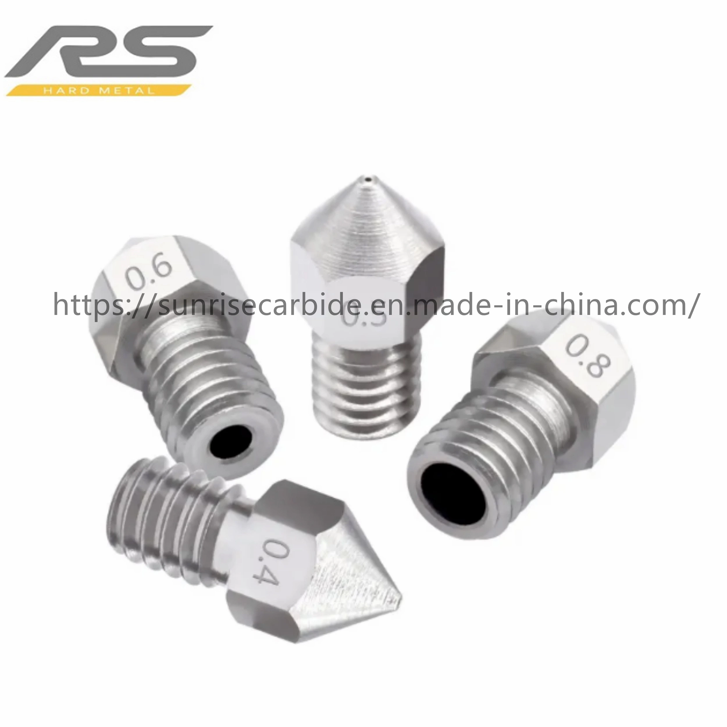 Tungsten 3D Printer Nozzles with 0.4mm Filament & M6 Thread Made in China