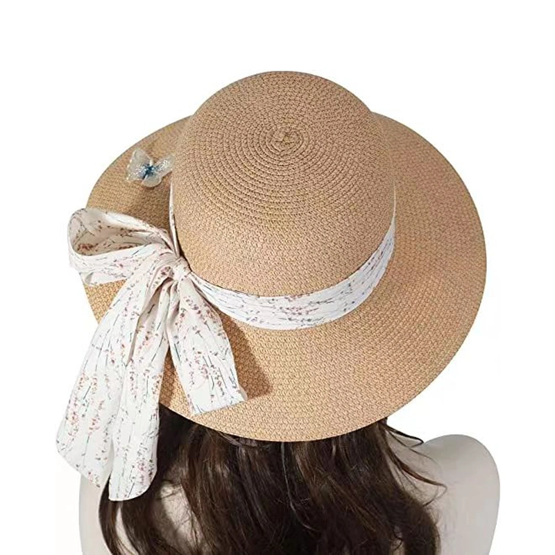 La moda de playa Viajes silvestres Visor de protección solar exterior femenina niños pescadores Arco Sun sombrero de paja para las mujeres el verano de dama