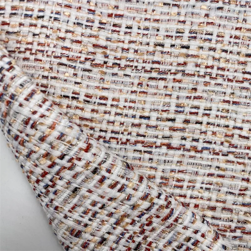 Polyester Baumwolle Acryl Gewobene Phantasie Jacquard Kanal Tweed Nappenset Stoff Für Kleidung