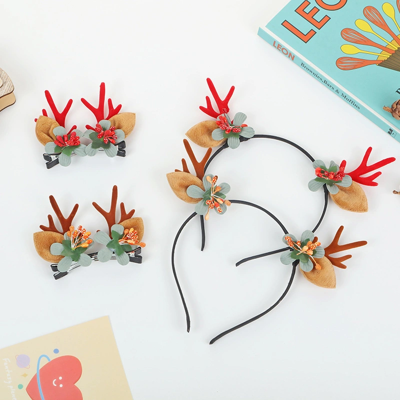 Europe and The United States Department of Colorful Christmas Models Creative Cartoon Antler Simulation Flower Decoration Women's Cute Hair Band