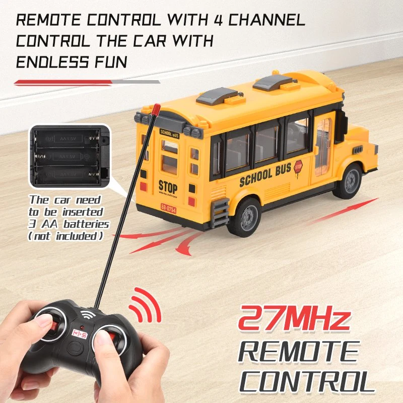 Control remoto al por mayor plástico 22cm 4CH ambulante vehículo de autobús escolar Juguetes niños coche de RC Emulational coche de juguete R/C vehículo con luz Y sonido