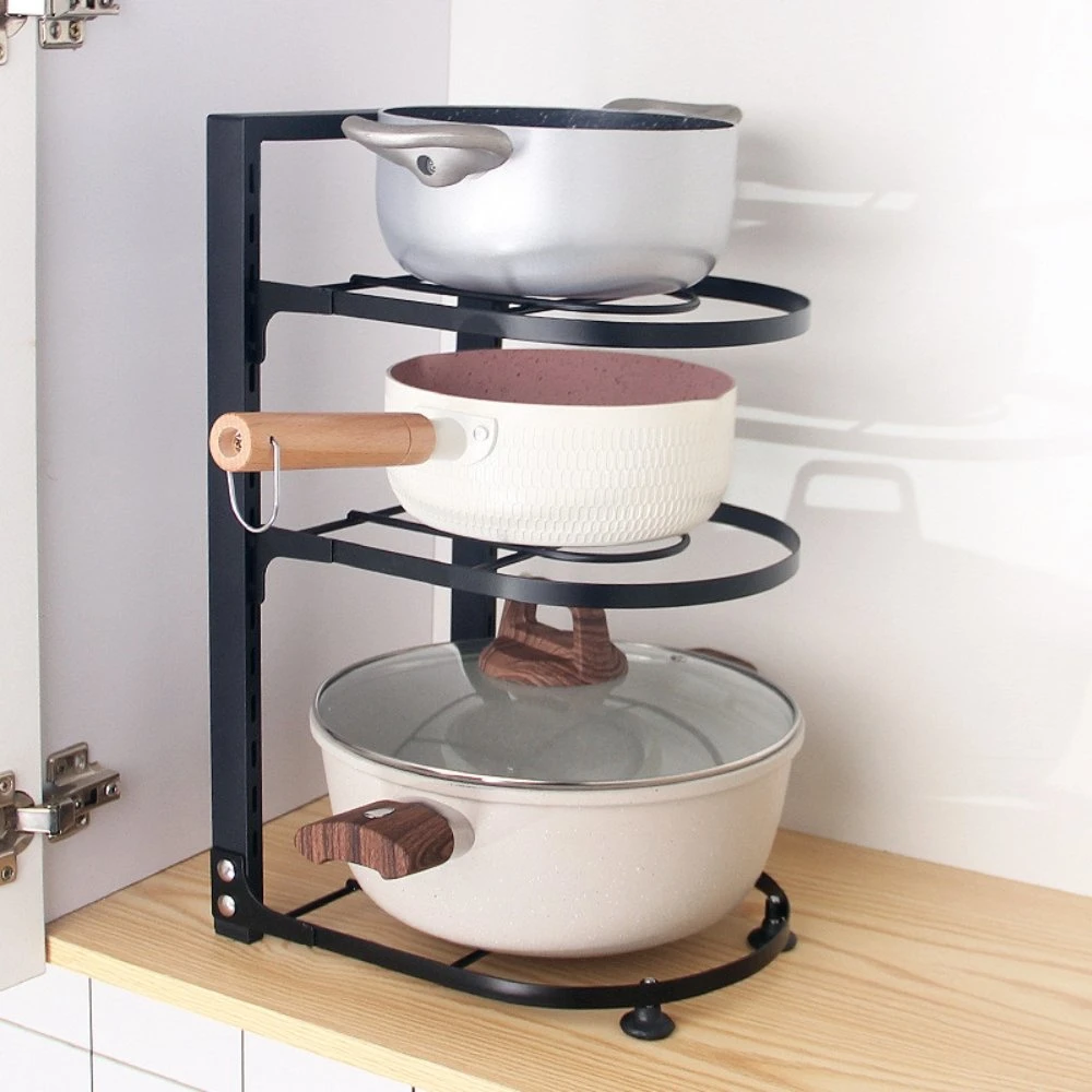 Multicapa Pot Bandeja de almacenamiento debajo del fregadero poner Pot Armario rack de almacenamiento en capas para rack de cocina Home piso al techo Bl23131