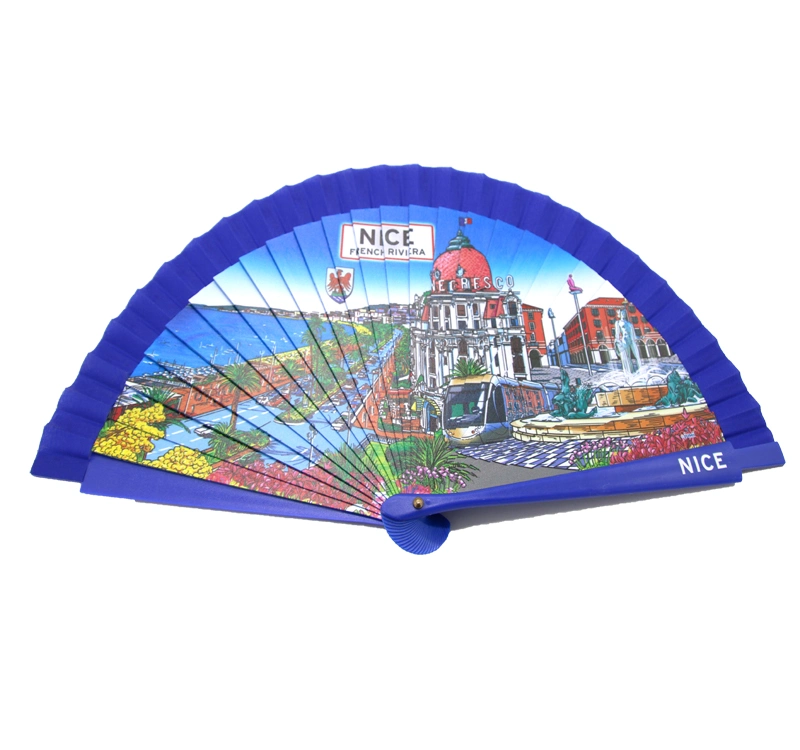 Custom 23cm Full Print on Ribs Spanish Wood Hand Fan Plastic Hand Fan