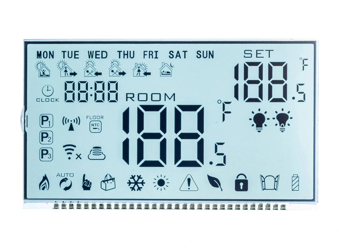 Affichage LCD personnalisé à 7 segments Tn Htn Stn pour affichage du capteur de température de la pièce.