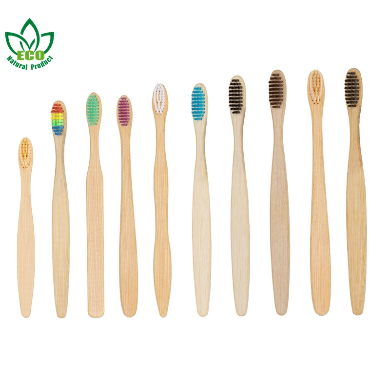 Flat Handle No Plastic Eco Natural Bristle Charcoal Bamboo Toothbrush for Hotel