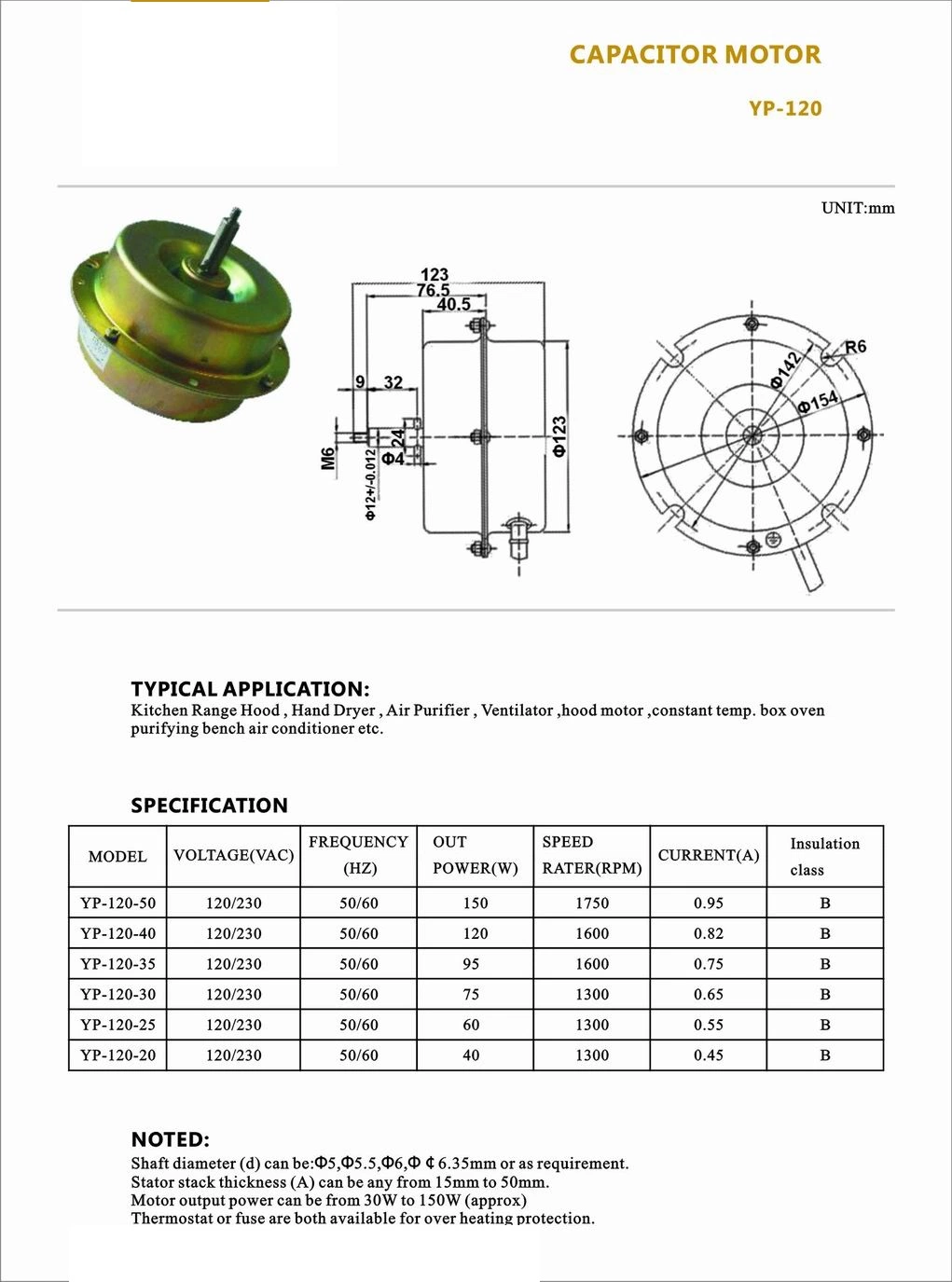 AC Electric Motor assíncrono para a gama Hood/Motor da Ventoinha/Expulsor de Óleo/Autopeças