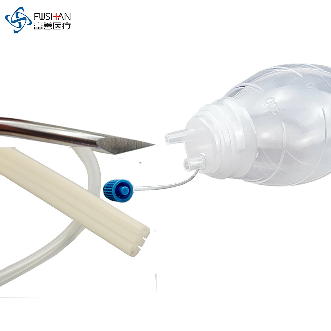 Medical Disposable Silicone Jackson Pratt (JP) Round Channel Fluted Surgical Drain with Reservoir Capacity 100ml/200ml/400ml Closed Wound Drainage Tube Kit