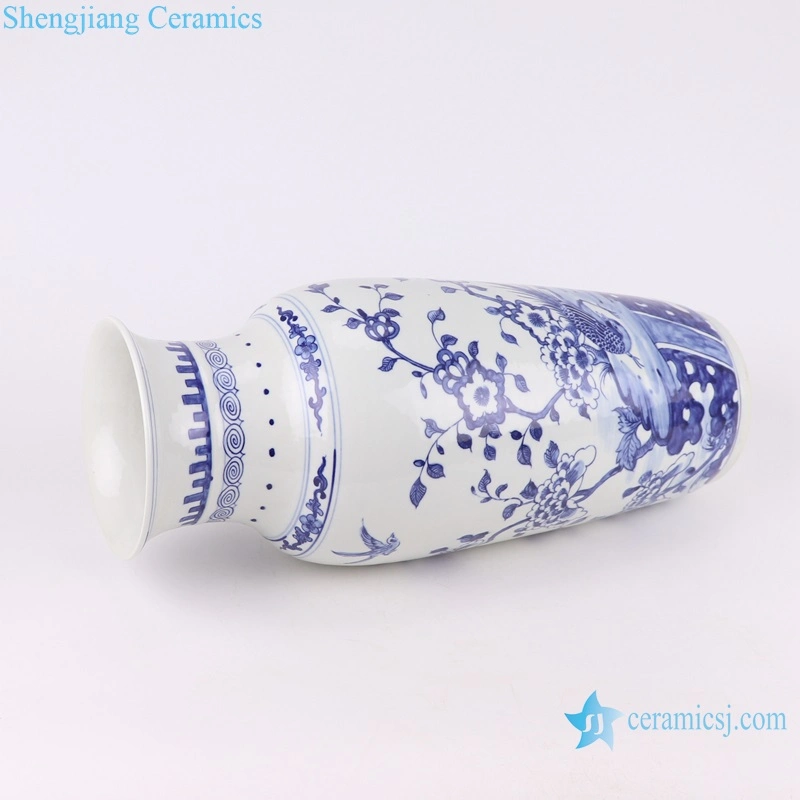 Caragana Animal Azul e Branco Porcelana vaso de cerâmica de aves e flores para decoração