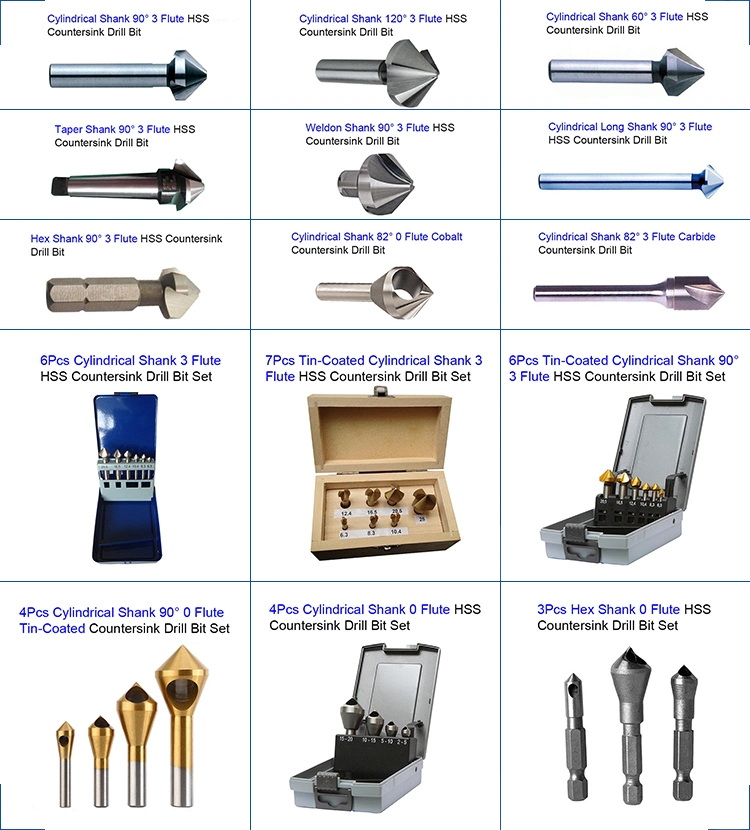 DIN335D 90 Degree 3 Flute HSS Countersink Drill Bit with Morse Taper Shank for Metal Deburring